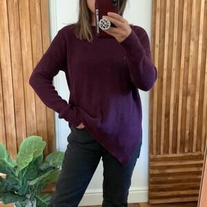 Athleta Ribbed Maroon Asymmetrical Rest day Crew Sweater.‎ S